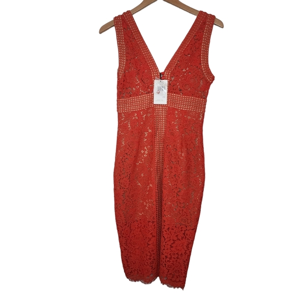 Bardot Morgan Womens Size 6 (Small) NWT Flame Orange Lace Dress - Picture 1 of 6